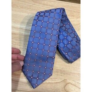 Canali 3 Fold Silk NecktieBlue Mosaic geometric Brocade Weave Tie Italy
